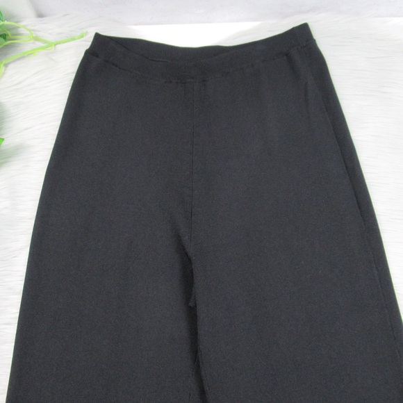 GRACE DIANE LEWIS Black Knit Pull-On Slit Straight Leg Pants Women Size Medium - Picture 4 of 10